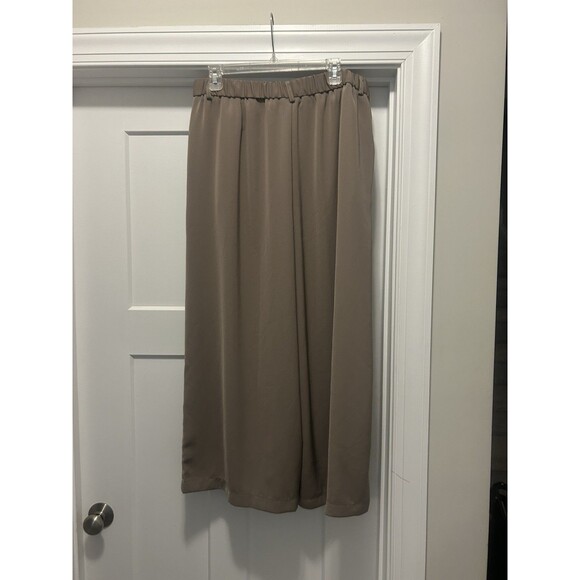 Wide Leg Tan Polyester Blend Dress Pants High Rise Pockets Size 2X XXL Pleats - Picture 4 of 7